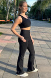 High Waist Flare Pants - Black