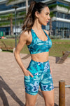 High Waist Mid Shorts - Evergreen