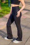 High Waist Flare Pants - Black