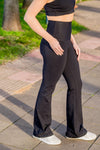 High Waist Flare Pants - Black