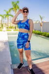 High Waist Mid Shorts - Poolside