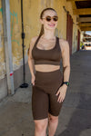 High Waist Motion Long Shorts - Mocha