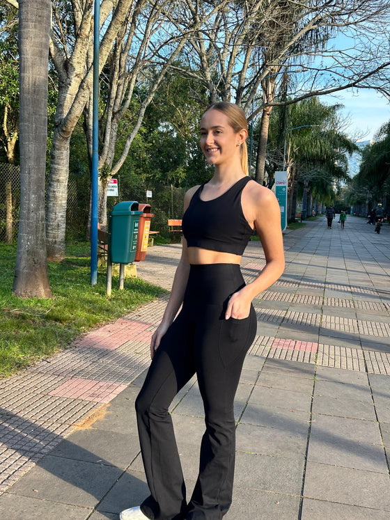 High Waist Petite (Extra Short) Flare Pants - Black
