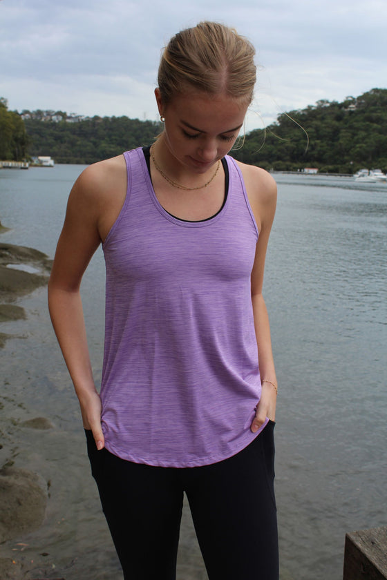 Fortune Wide Back Singlet - Lilac