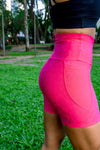 High Waist Mid Shorts - Unleashed Fuchsia