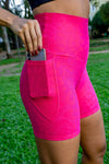 High Waist Mid Shorts - Unleashed Fuchsia