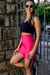High Waist Mid Shorts - Unleashed Fuchsia